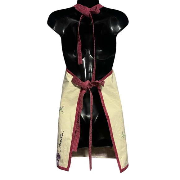 Julia Junkin Hand painted bib apron wine theme bottles festive xmas party - Picture 3 of 12